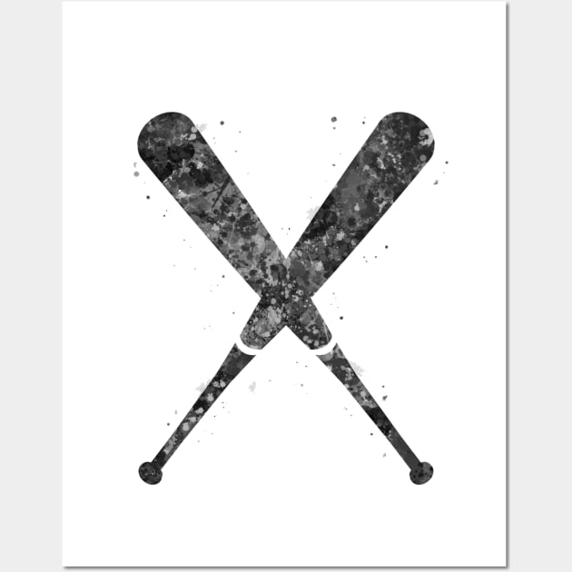 Baseball bat black and white Wall Art by Yahya Art